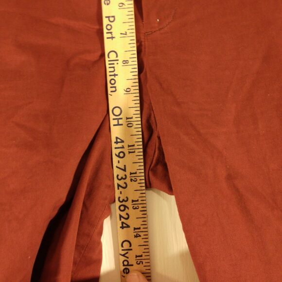 Eddie Bauer dress pants womens 14 36x24 burgundy red flat front stretch crop - Picture 4 of 9